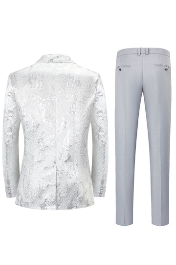 Prata Lapela de Pico 2 Peças Terno Masculino